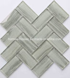 48X98mm Grays Art Deco Thickness 8mm Herringbone Glass Wall Mosaic Tiles for Bathroom