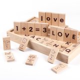 Wooden Children Educational Cartoon Alphabet Numbers Learning Dominos Building Blocks