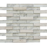 Home Decoration Strip Mix Glass Natural White Onyx Marble Mosaic