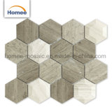 Cheap Beveled Light Woodline Stone Hexagon Shape Grey Marble Mosaic