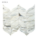 Art Tile Grey Leaf Shape Stained Glass Mosaic Tile