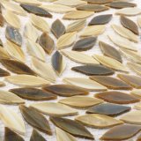 Leaf Shape Grey Kitchen Floor Tile Pieces Stained Glass Mosaic