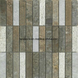 Stacked Pattern Brown Marble Stone Mosaic Tile