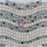 Wave Pattern Design Mosaic Made by Glass and Marble (CS163)