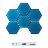 95X110mm Glazed Crystal Dark Blue Glossy Hexagon Porcelain Mosaic Tile for Intrior and Extrior Use