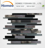 New Trend Europen Style Bathroom Glass Aluminium Tile Dark Grey Long Strip Glass Mosaic
