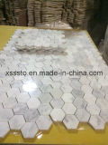 Hexagon Bianco Carrara Marble Mosaic Tiles Polished & Honed for Bathroom