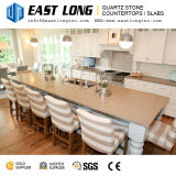 Brown Fine Particle Polished Artificial Quartz Stone for Island Countertops