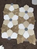 Mixed Marble Flower Design Water Jet Cut Mosaic Tile