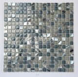 Freshwater Shell and Marble and Crystal Glass Mosaic Tile