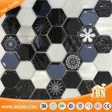 European Hexagon Glass Aluminum Stone Mosaic Tile (M855408)