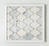 Mini Stone Arabesque Marble Tile Mosaic, Thassos/Carrara Polished