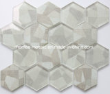 Light Grey Inkjet Digital Printing Hexagon Glass Mosaic Wall Tiles