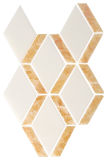 Thassos White Marble and Honey Onyx Mix Diamond Waterjet Tile Mosaic
