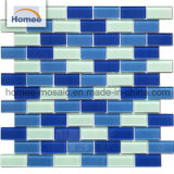 Blue Color Rectangle Shape Brick Tile Swimming Pool Mosaic Tile