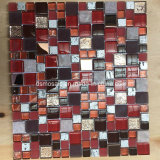 Modern Style Red Glass and Marble Mosaic Tile for Wall Decoration