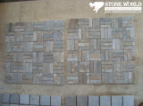 Brown Grey Slate Mosaic Tiles for Wall Decoration (mm065)