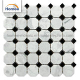 Cheap Waterjet Irregular Interior Floor Decoration White and Black Marble Mosaic Tile
