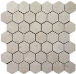 Crema Marfil Marble Hexagon Mosaic Tile, White Hexagon Tile
