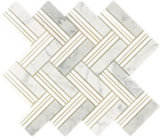 Herringbone Pattern Carrara White Marble Mosaic Tile for Bathroom Wall
