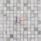 White Marble Mix Silver Aluminium Mosaic Tiles (CFA74)