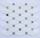 White Long Octagon Marble Mosaic Designs for Decoration