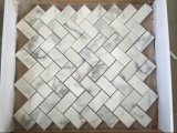 Hot Snow White Polished Herringbone Marble Wall Mosaic Tiles