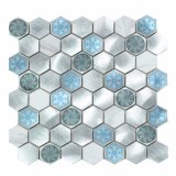Background Decorative Brushed Aluminum Metal Silver Ceramic Hexagon Mosaic