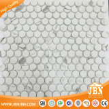 Calacatta Round Jazz White Inkjet Glass Mosaic Tile (V620001)