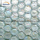 Stock Bathroom Wavy Cracked Broken Iridescent Crystal Hexagon Glass Mosaic Tile
