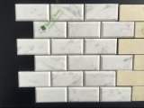 Italian Carrera White 2X4''deep-Beveled Brick Marble Mosaic Tile Polished