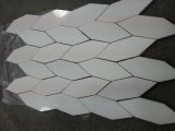 Marble Polished White Thassos Large Diamond Leaf Mosaic Tile