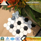 Nice Decoration Hexagonal White & Black Ceramic Mosaic Floor & Wall Tile