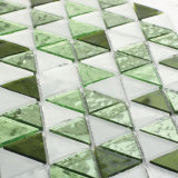 Green and White Crystal Glass Tiles Mosaic for Bathroom Wall