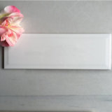100X300 Beveled Edge Interior Glazed Glossy White and Grey Color Ceramic Bathroom Kitchen Wall Tile (WM1300X)