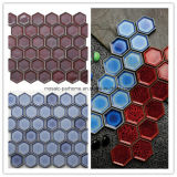 Hot Sale 45*45mm Honeycomb Hexagonal Blue&Red Ceramic Mosaic Tile for Decoration