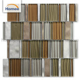 Foshan Wholesale Brown Strip Aluminium Mosaic Backsplash Tile Glass Mosaic