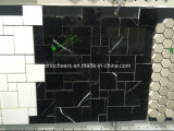 Cheap Bathroom Floor Tile Price, White and Black Marble Mosaic