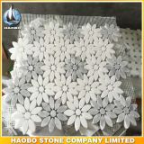 Beautiful Flower Design White Gray Marble Mosaic Tiles