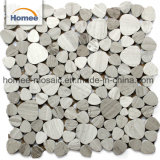 Waterjet Mosaic Tile Bubble Round Gray Wood Marble Mosaic Stone Wall Tiles