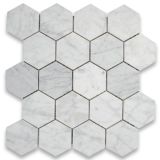 Carrera White Marble Honed 2 Inch Hexagon Mosaic Tile