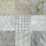 Basket/Herring Bone/Chevron/Sexangle White Marble Polished/Honed Carrara/Oriental White Mosaic Tiles