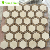 Hexagon Crema Marfil Mixed Emperador Marble Mosaic Tile