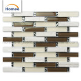 High Quality Fine Lines Strip Beige Color Glass Stone Mosaic