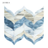 New Design Blue Tile Leaf Shape Glass Mosaic for Home Decoration