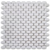 Thassos White 12X12 Ellipse Oval Mosaic Tile Honed