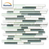 Glass Mix Drama White Marble Mosaic for Study Room Wall Tiles