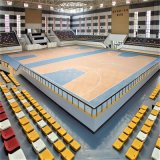 Indoor Maple Blue Basketball PVC Flooring Roll Wood Pattern 8.0mm
