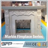 Luxury Stone Beige Marble Hand-Carved Fireplace Mantel for Interior Decoration