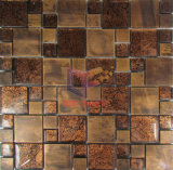 Gold Leaf Crystal Mix Cooper Mosaic Tiles (CFM868)